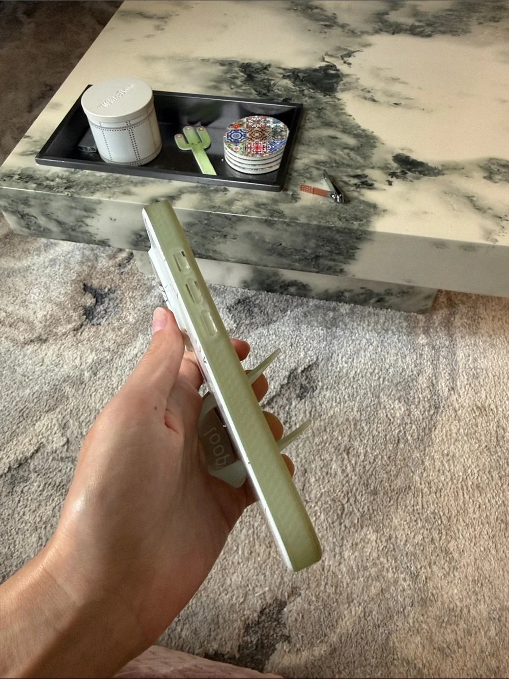 Loopy Floral Print Phone Case in Sage Green - IPhone 16 Pro